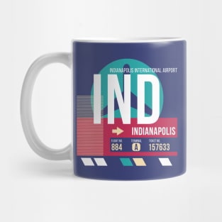 Indianapolis, Indiana (IND) Airport Code Baggage Tag Mug